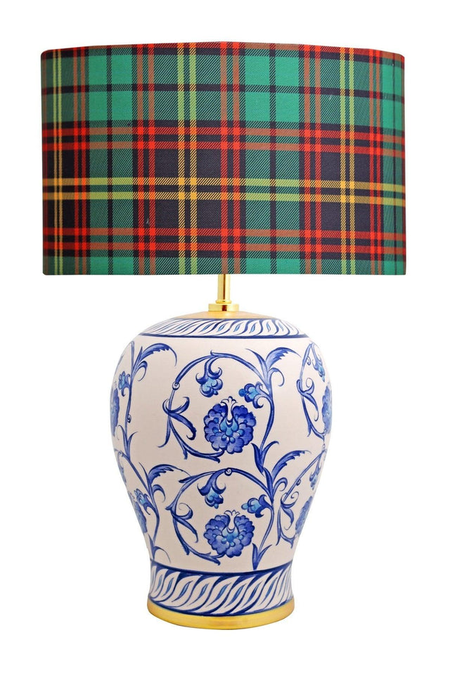 Kty-srm01 Blue Blanc Ceramic Lampshade - Green Red Plaid - Swordslife