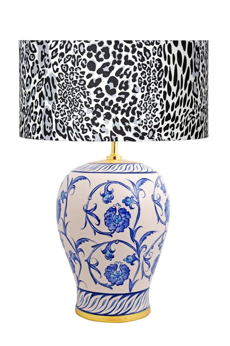 Kty-srm01 Blue Blanc Ceramic Lampshade - Leopard Pattern - Swordslife