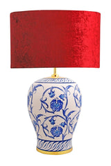 Kty-srm01 Blue Blanc Ceramic Lampshade Red Velvet - Swordslife