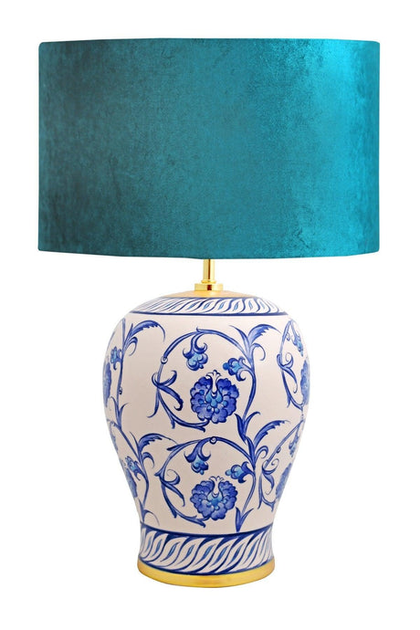 Kty-srm01 Blue Blanc Ceramic Lampshade Velvet Ruby - Swordslife