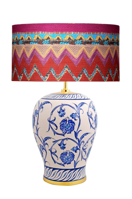 Kty-srm01 Blue Blanc Ceramic Lampshade - Wawe Patterned - Swordslife