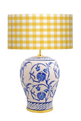 Kty-srm01 Blue Blanc Ceramic Lampshade - Yellow White Plaid - Swordslife