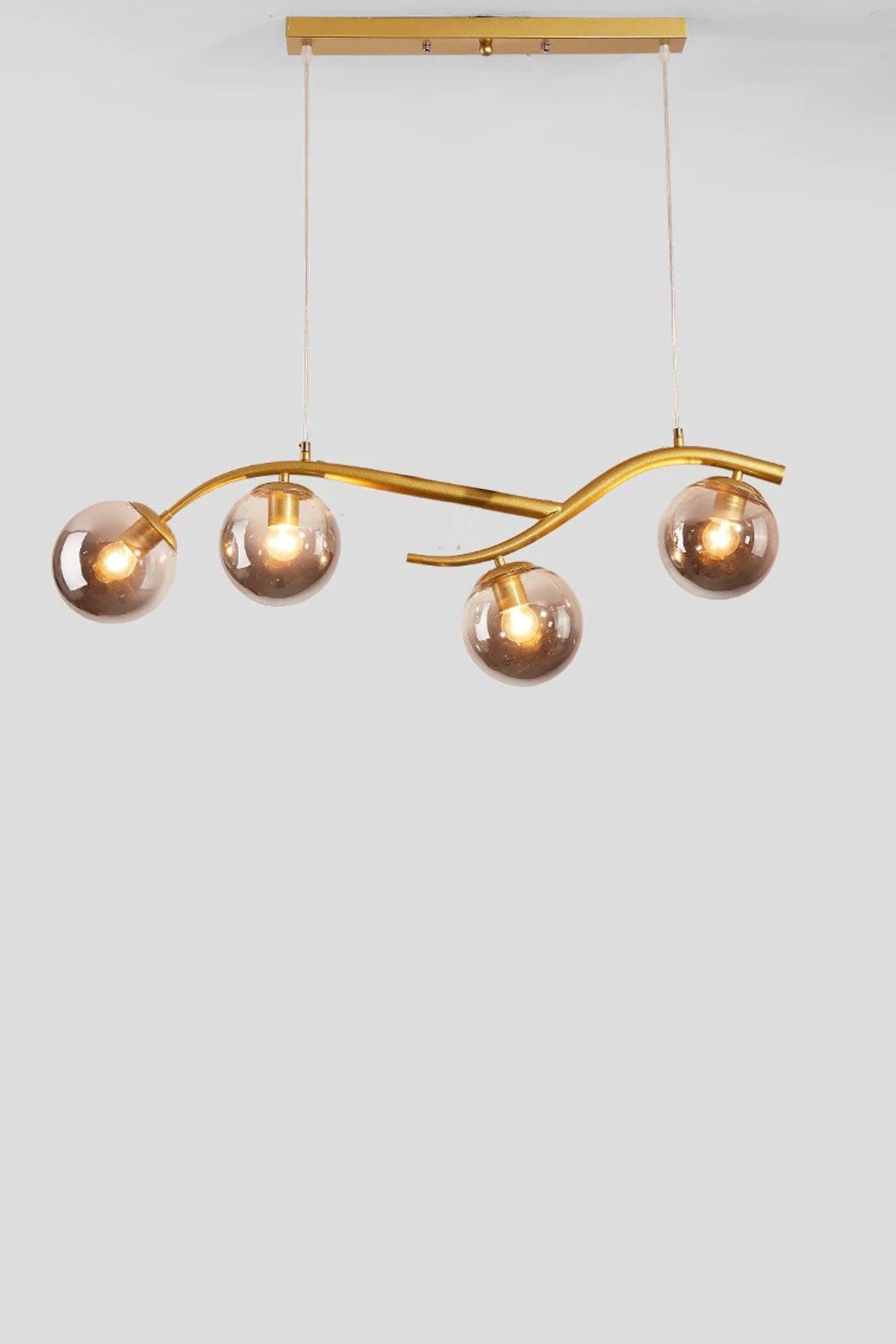 Labra Modern Architectural Design Smat Gold Case Smoked Glass Row Quadruple Chandelier - Swordslife