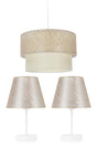 Lacy Cream Triple Lampshade And Chandelier Set Bedroom Lighting - Swordslife