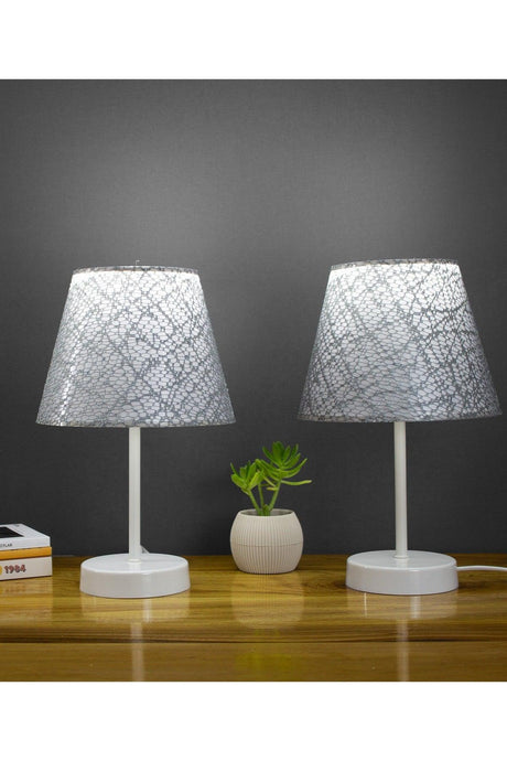 Lacy Gray Modern Double Bedroom Lampshade White Standing Table Lamp - Swordslife