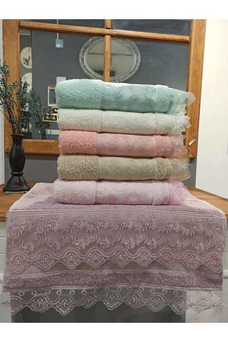 Lacy Guipure Towel Set 6 Pcs 50x90 Cm.