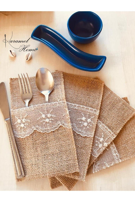 Lacy Handmade Jute Fabric 12 Pieces Cutlery - Swordslife