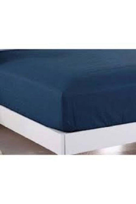 Navy Blue Combed Single Bed Elastic Bed Sheet - Swordslife