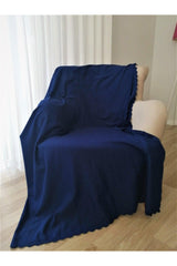 Navy Blue Color Non-Slip Double Sided Sofa Bed Seat Cover Shawl - Swordslife