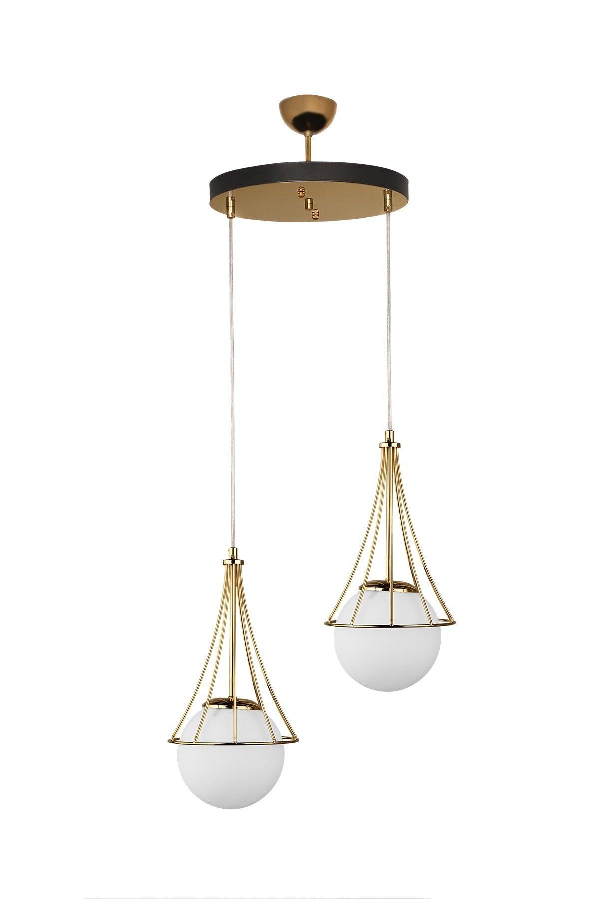 Lapis 2nd Chandelier Gold-white Globe Glass - Swordslife