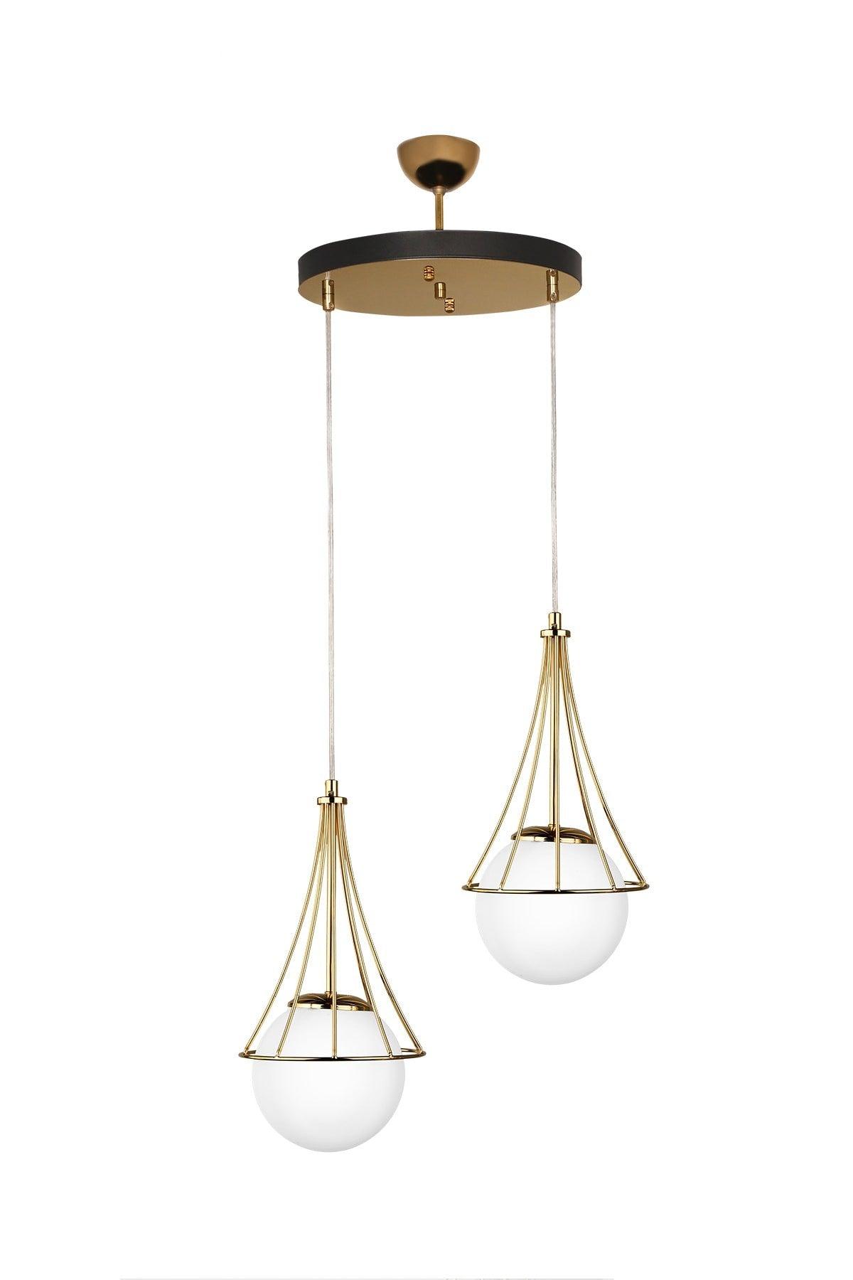 Lapis 2nd Chandelier Gold-white Globe Glass - Swordslife