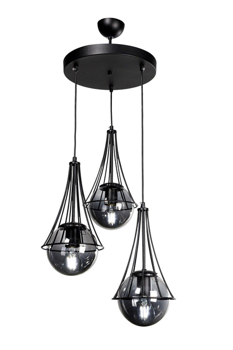 Lapis 3rd Black-smoked Globe Glass Chandelier - Swordslife