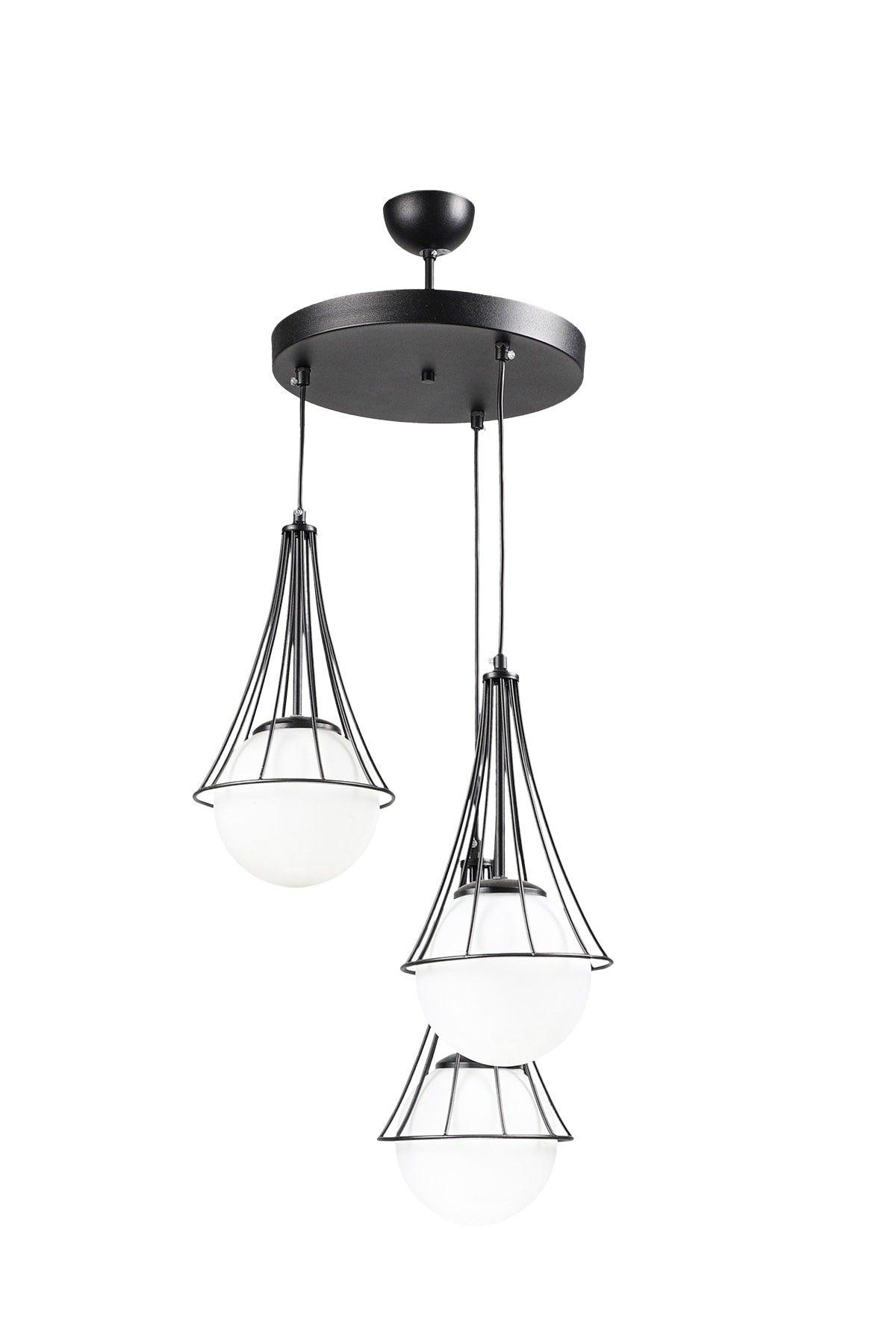 Lapis 3rd Black-white Globe Glass Chandelier - Swordslife