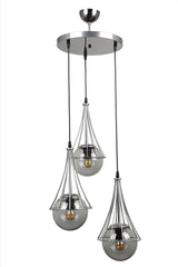 Lapis 3rd Chandelier Chrome-smoked Globe Glass - Swordslife