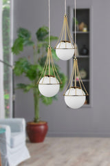 Lapis 3rd Chandelier Gold-white Globe Glass - Swordslife