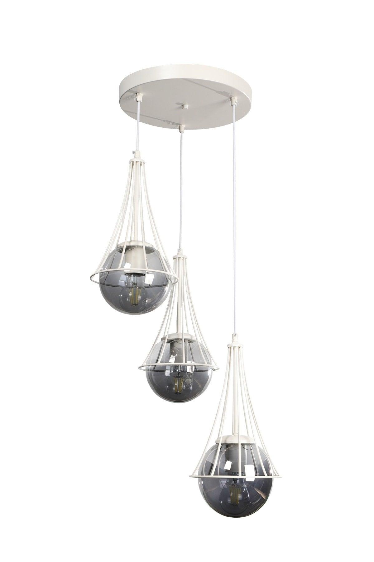 Lapis 3rd White-smoked Globe Glass Chandelier - Swordslife