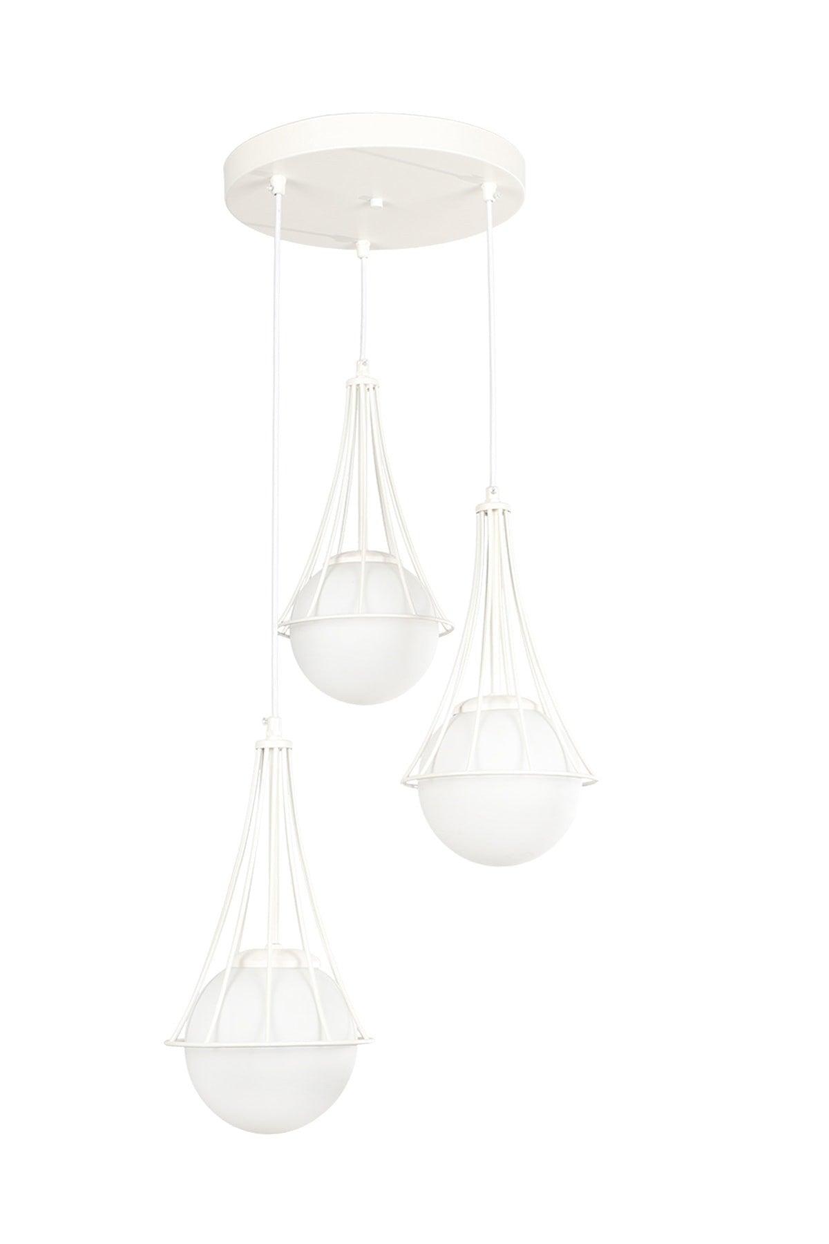 Lapis 3rd White-white Globe Glass Chandelier - Swordslife