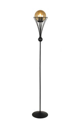 Lapis Adjustable Floor Lamp Black Honey Glass - Swordslife