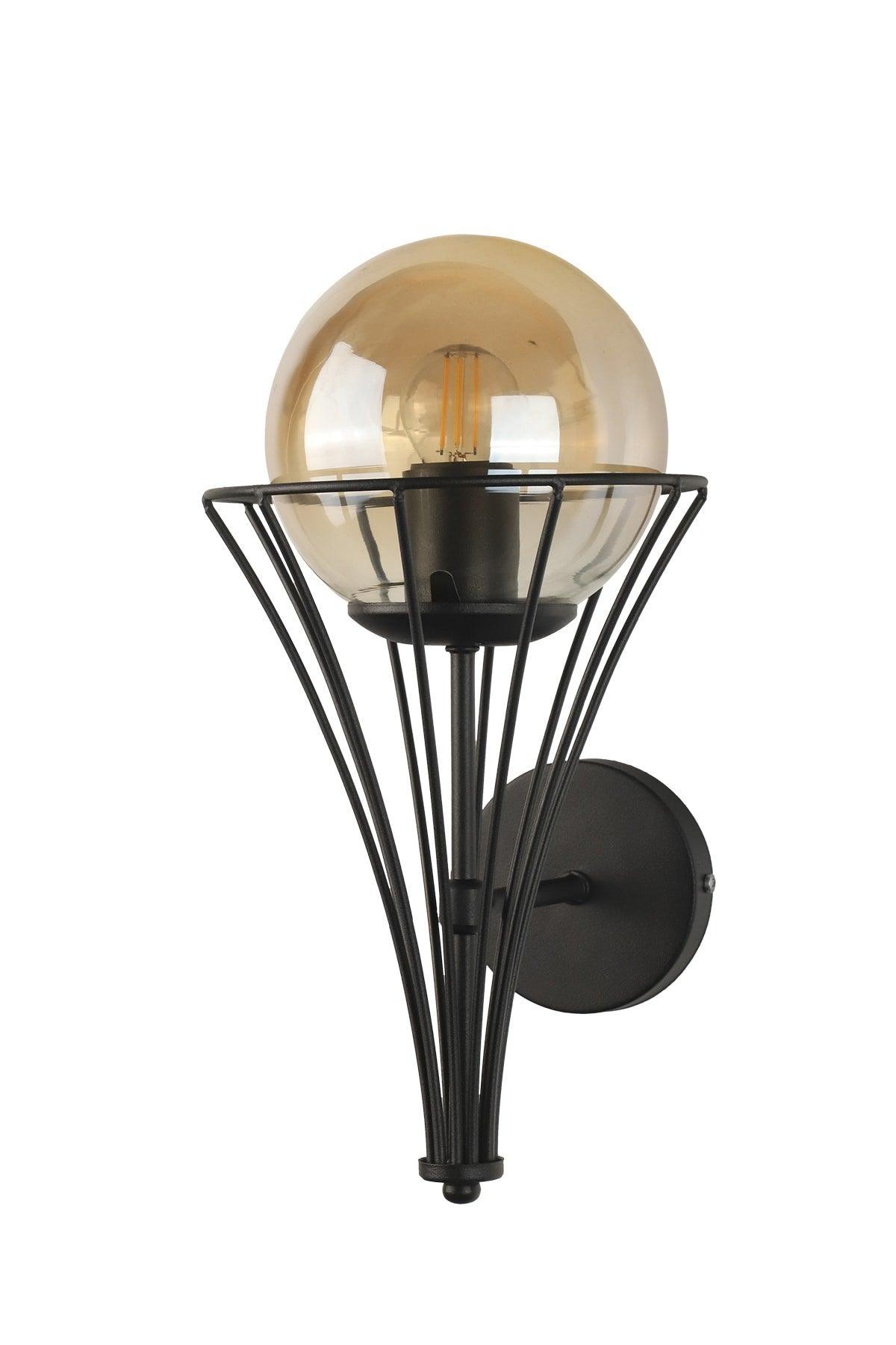 Lapis Sconce Black Honey Globe Glass - Swordslife