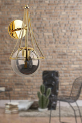 Lapis Sconce Gold Smoked Globe Glass - Swordslife