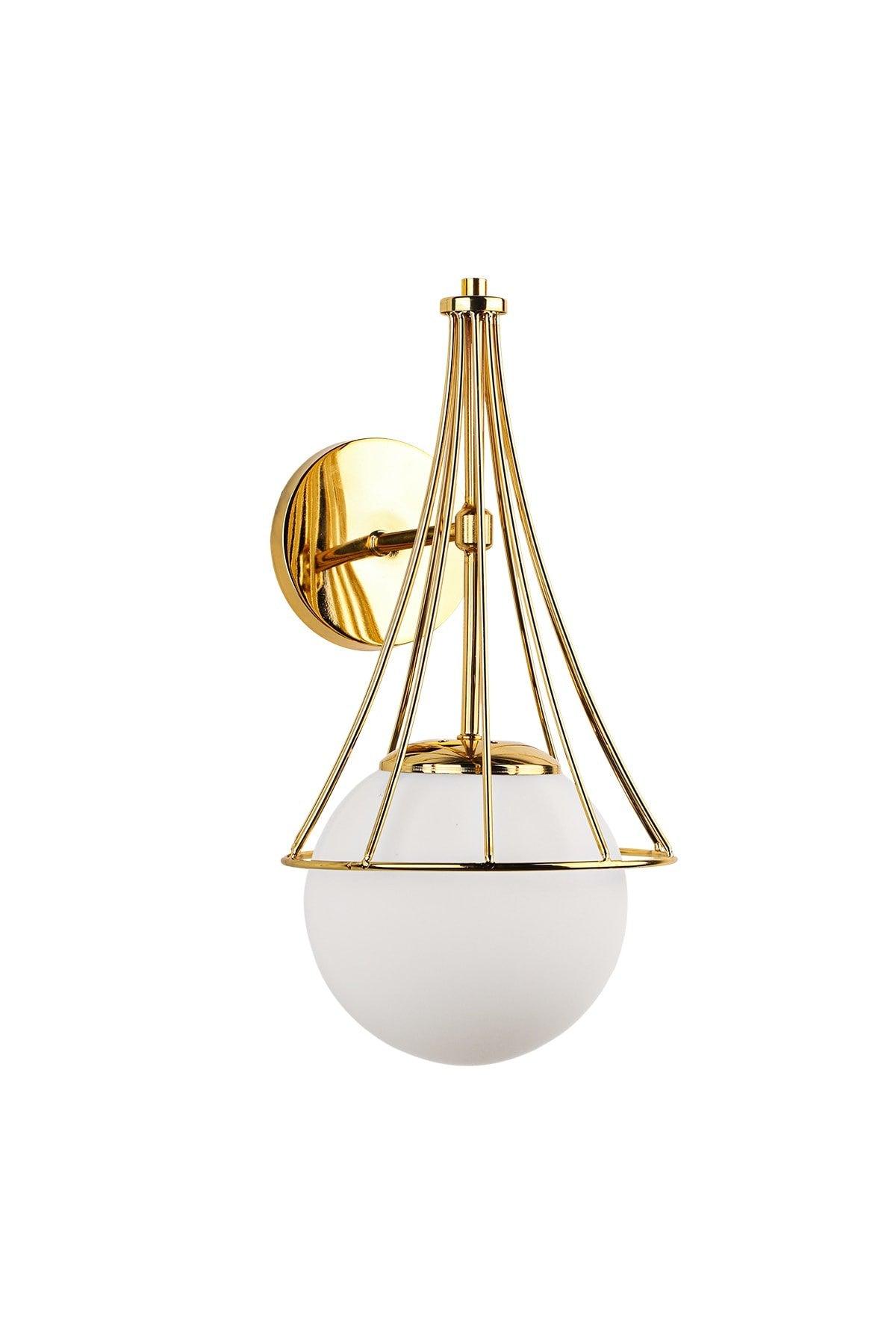 Lapis Sconce Gold White Globe Glass - Swordslife