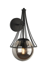 Lapis Sconce Black Smoked Globe Glass - Swordslife