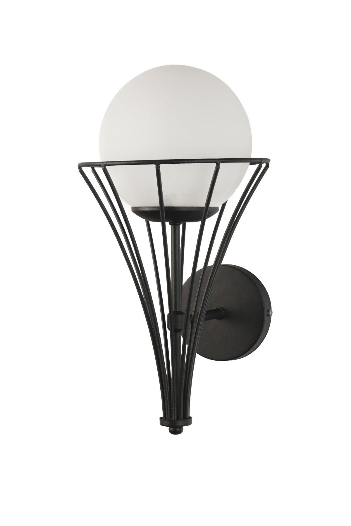 Lapis Sconce Black White Globe Glass - Swordslife