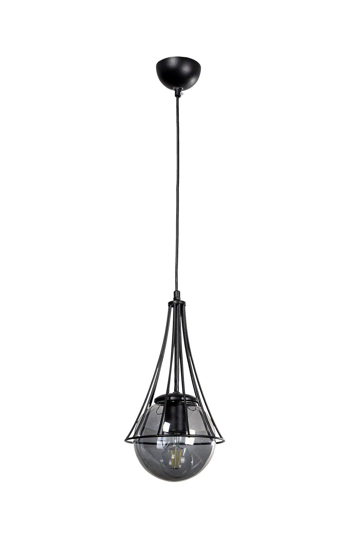 Lapis Single Black-smoked Globe Glass Chandelier - Swordslife