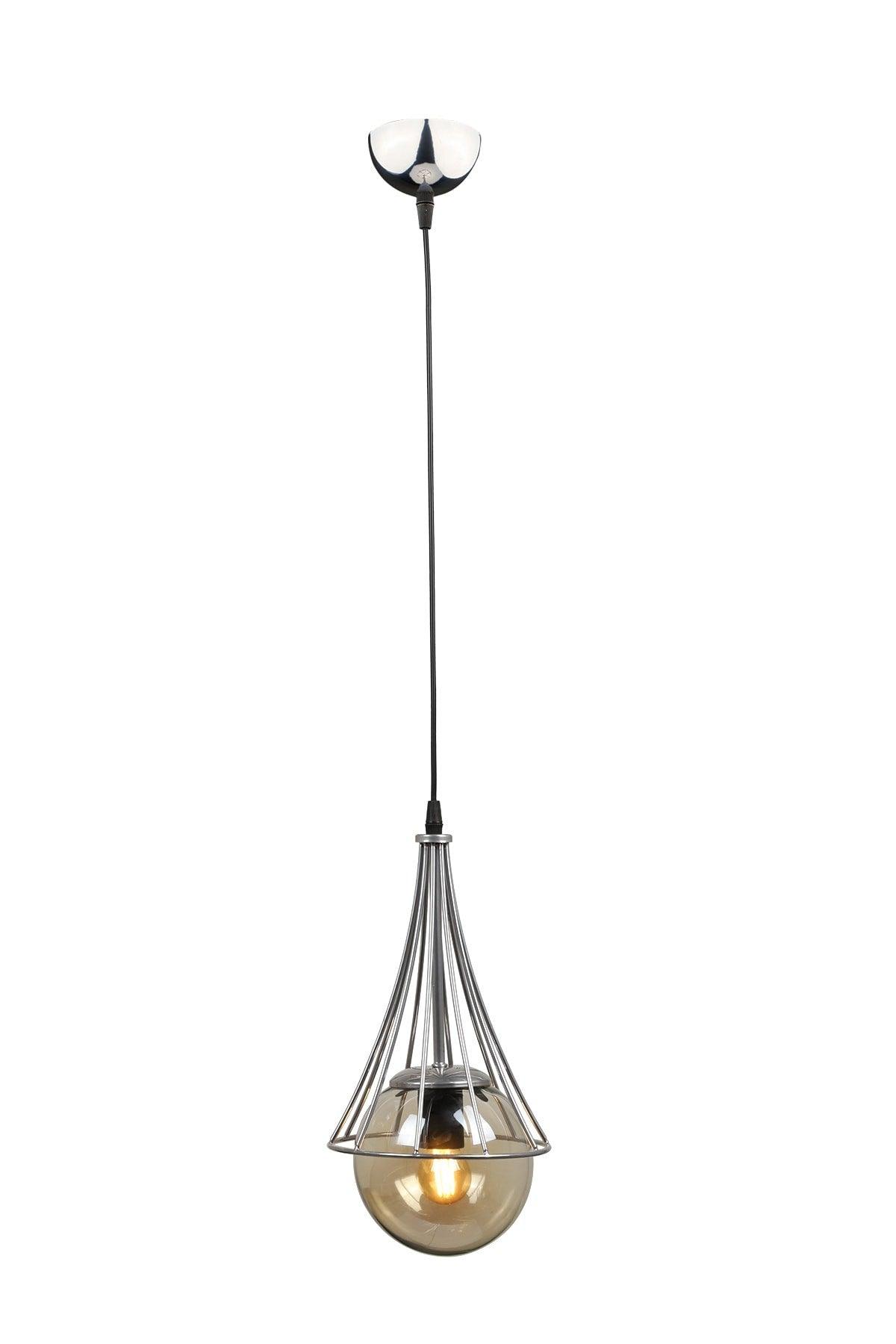 Lapis Single Chandelier Chrome-honey Globe Glass - Swordslife