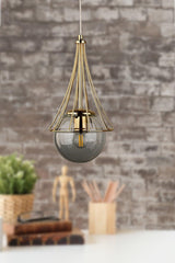 Lapis Single Chandelier Gold-smoked Globe Glass - Swordslife