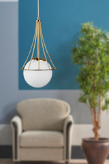 Lapis Single Chandelier Gold-white Globe Glass - Swordslife