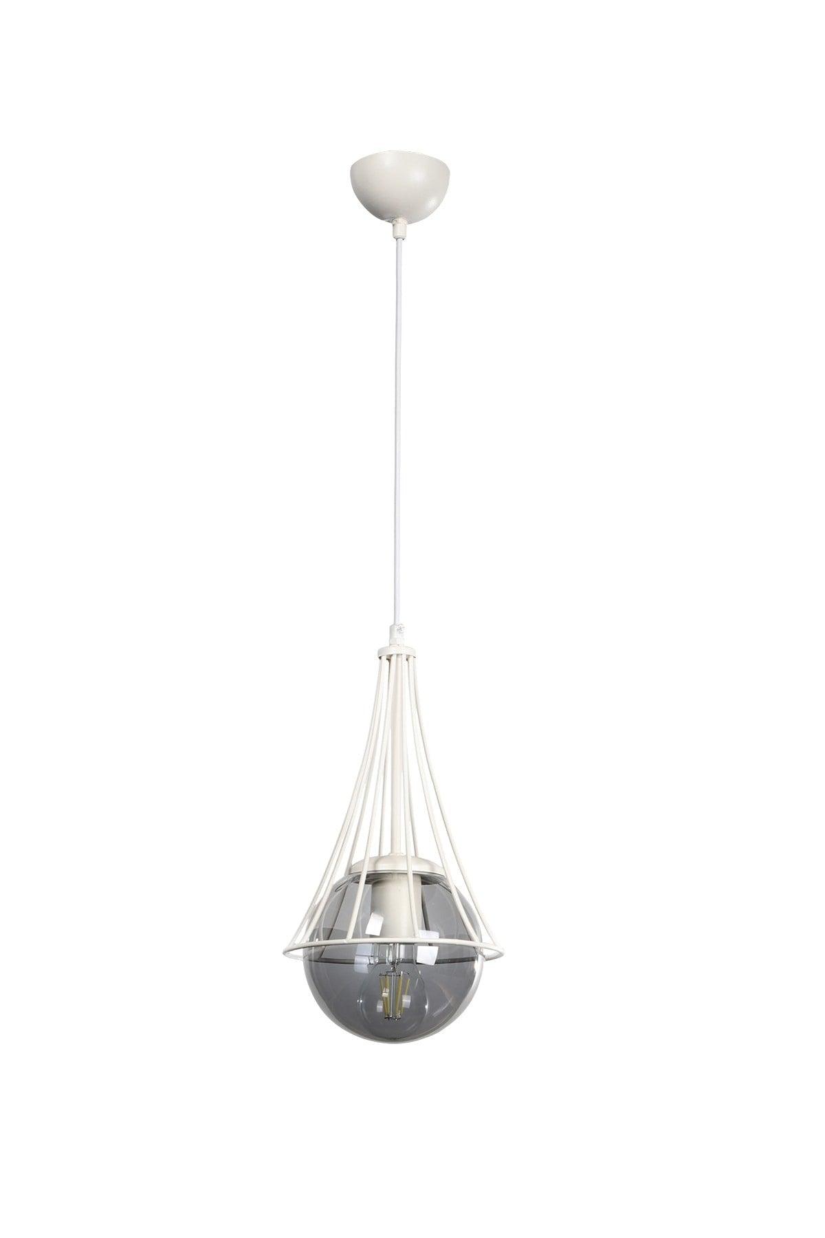 Lapis Single White-smoked Globe Glass Chandelier - Swordslife