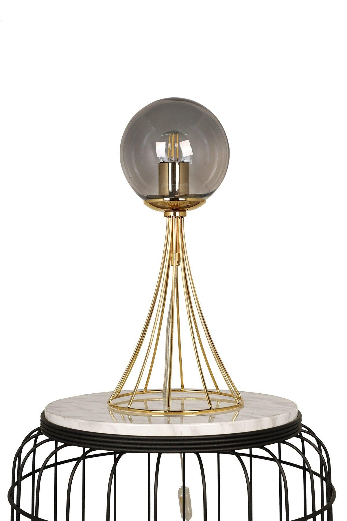 Lapis Table Lamp Gold Smoked Globe Glass - Swordslife