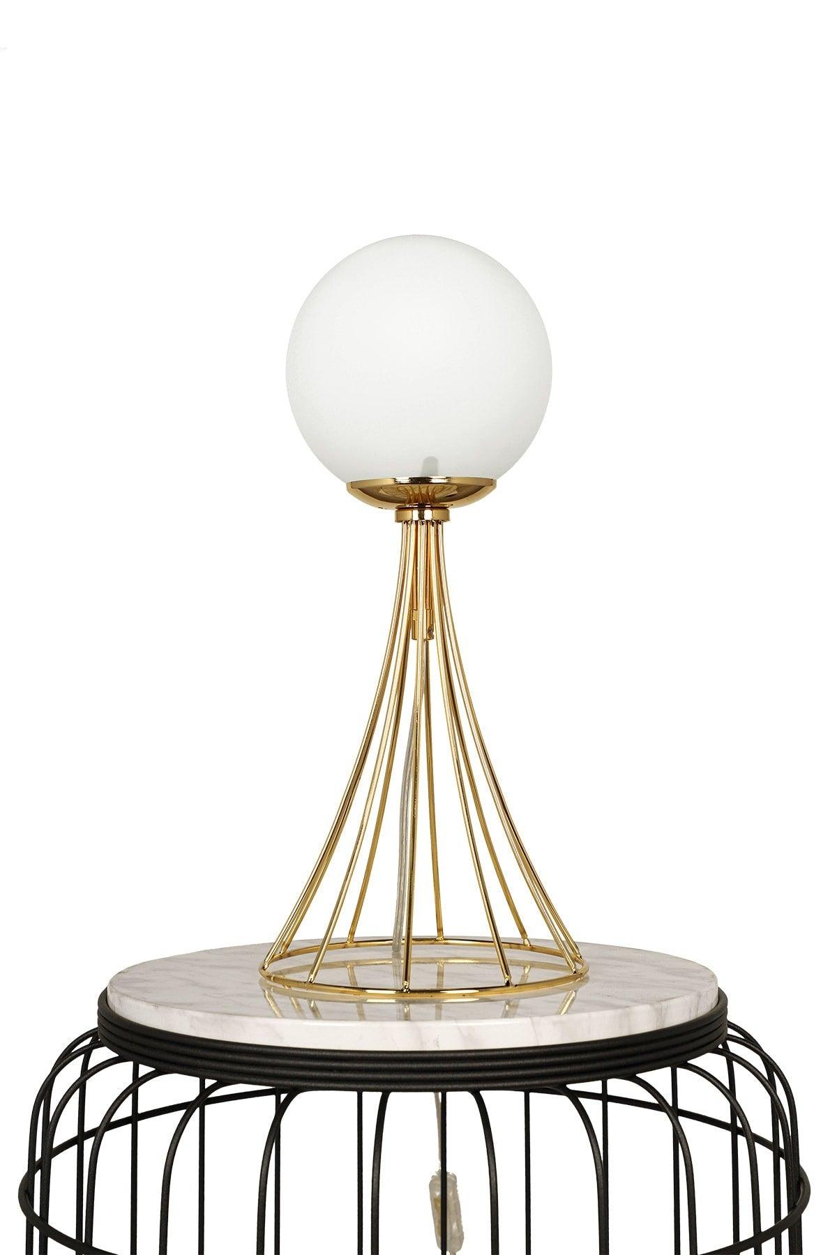 Lapis Table Lamp Gold White Globe Glass - Swordslife