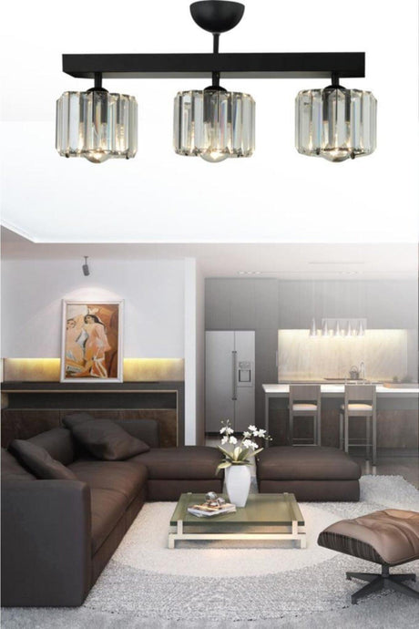 Lara Caka 3-Set Black Y-10vcrystal Stone Chandelier - Swordslife