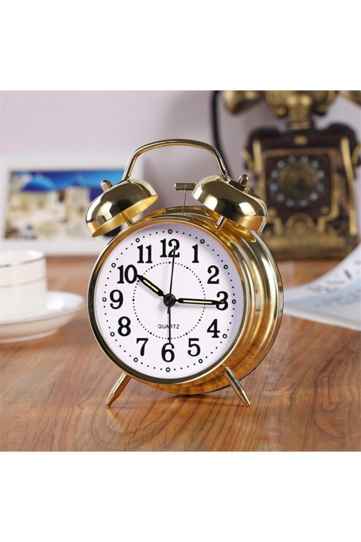 Large Size Metal Nostalgic Double Bell Phosphor Luminous Alarm Table Clock - Swordslife