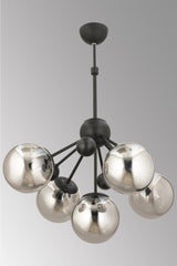 Larin 5 Piece Black Smoked Globe Glass Chandelier - Swordslife