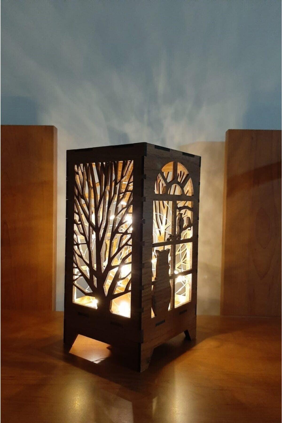 Laser Cut Table Lamp Decorative Mini Special Design Wooden Lampshade Table Decoration Battery Fairy Led 20x10 - Swordslife