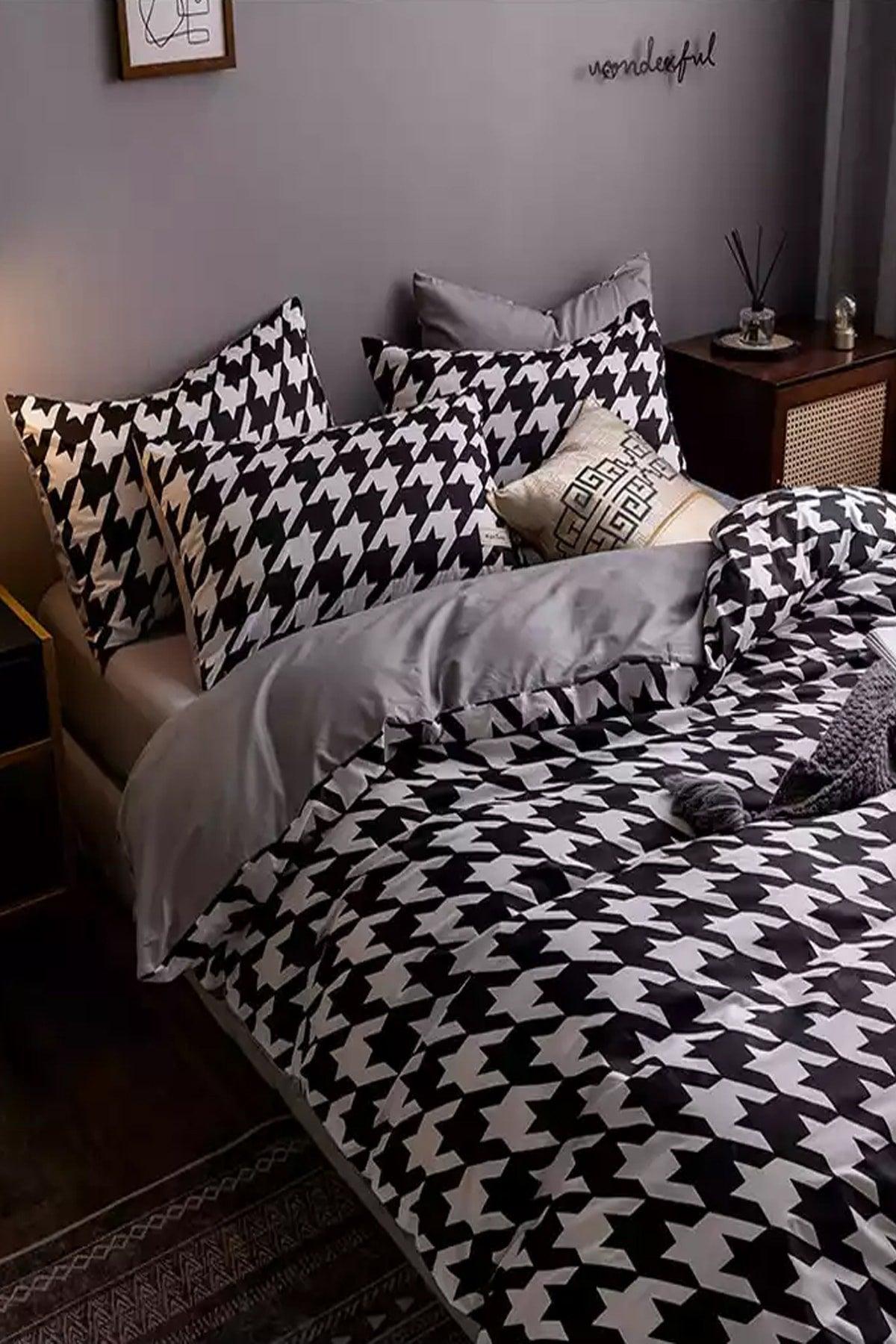 Elastic Bed Linen Duvet Cover Set Double Crowbar Gray - Swordslife