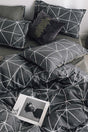 Duvet Cover Set Double Premium Cotton Geometric Gray - Swordslife