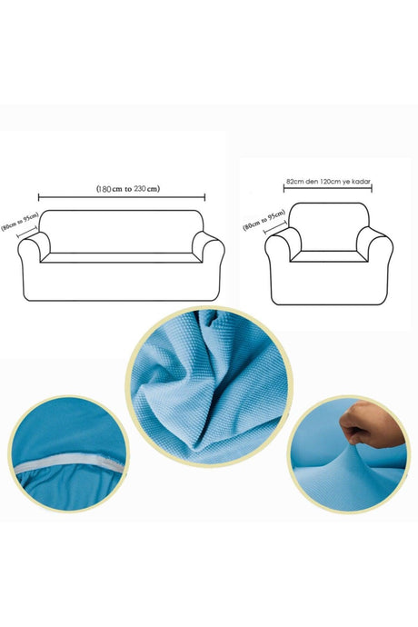 Elastic Elastic Seat Sofa Cover Set Sofa Cover 3+3+1+1 Maxi Set Turquoise - Swordslife