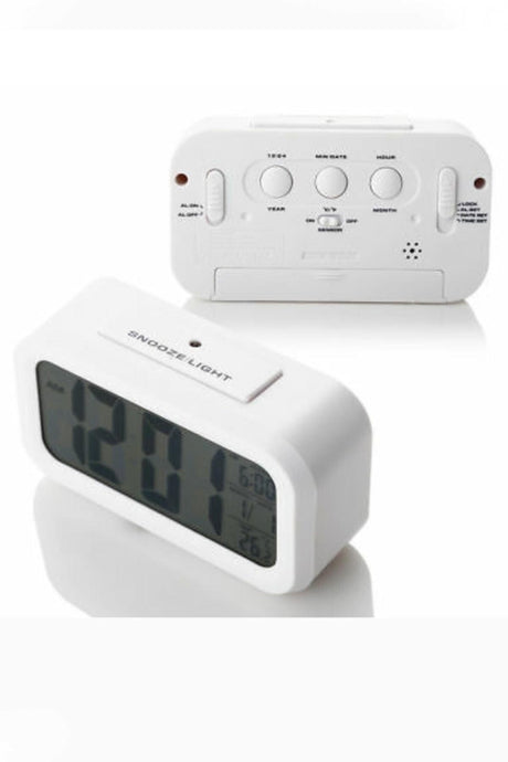 Digital Desk Clock with Lcd Light Sensor Thermometer and Alarm + Battery - Swordslife