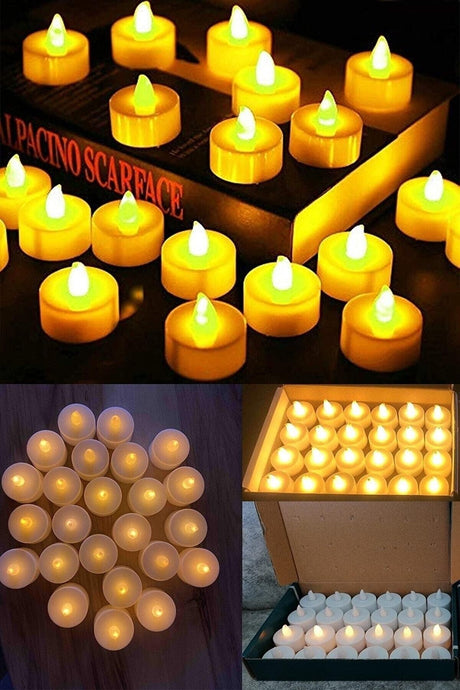 Led Candle Tealight Illuminated Smokeless Flamed Yellow Led Candle With 24 Battery Included - Swordslife