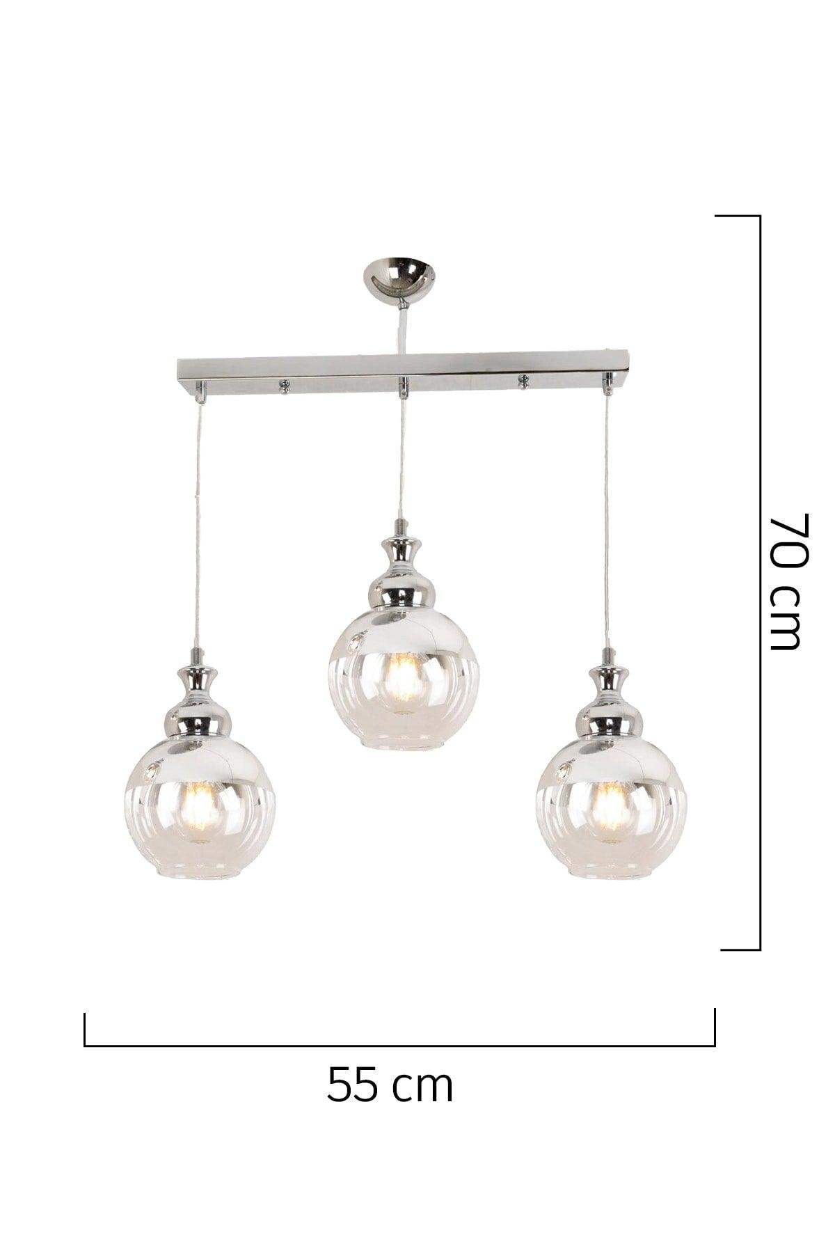 Leon 3 Pcs Row Chrome Suspension Pendant Sport-Salon Chandelier - Swordslife