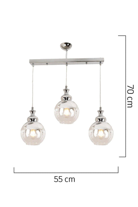 Leon 3 Pcs Row Chrome Suspension Pendant Sport-Salon Chandelier - Swordslife