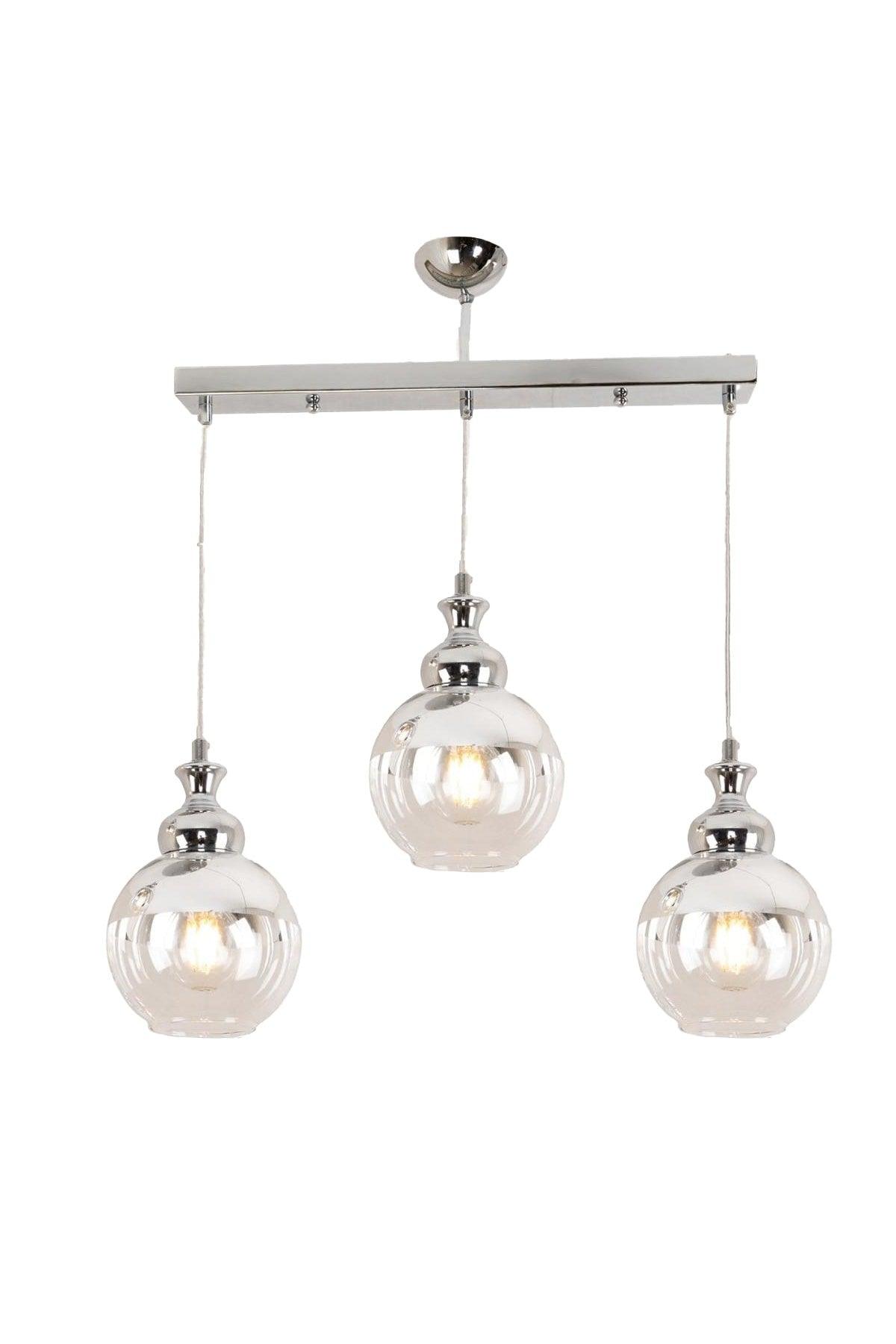 Leon 3 Pcs Row Chrome Suspension Pendant Sport-Salon Chandelier - Swordslife