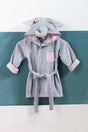 Light Blue Female Elephant Child Bathrobe 100% Cotton Embroidered Age 4/6 - Swordslife