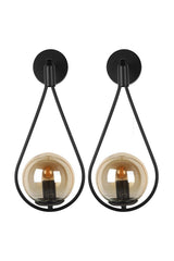 Lighting Drop Sconce Black Honey Globe Glass (2 Pieces) - Swordslife