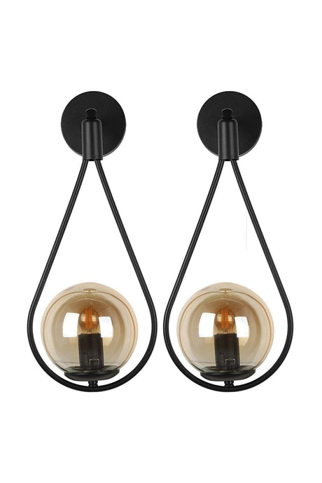 Lighting Drop Sconce Black Honey Globe Glass (2 Pieces) - Swordslife