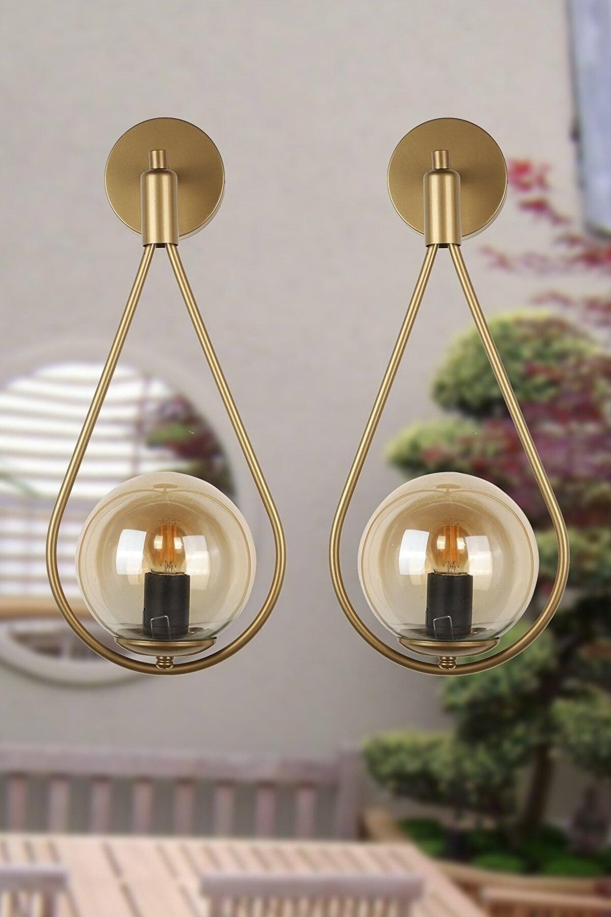 Lighting Drop Sconce Tumbled Honey Globe Glass 2 Pieces - Swordslife